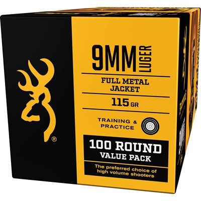 Browning B191800094 Value Pack Full Metal Jacket 115 Grain 9mm Luger/Parabellum 1000 fps