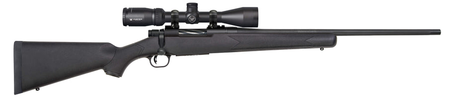 Mossberg 27932 Patriot 243 Win Caliber with 5+1 Capacity, 22" Fluted Barrel, Matte Blued Metal Finish & Black Synthetic Stock Right Hand (Full Size) Includes Vortex Crossfire II 3-9x40mm Scope