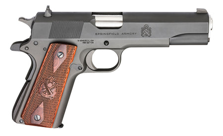 Springfield Armory PB9108LCA 1911 Mil-Spec *CA Compliant 45 ACP 5" 7+1 Black Parkerized Frame Black Parkerized Carbon Steel with Rear Serrations Slide Crossed Cannon Cocobolo Grip