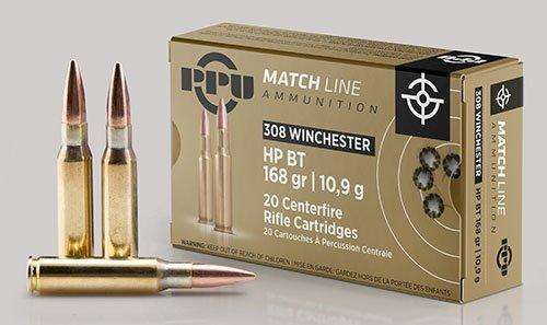 PPU PM308M2 Match Rifle .308 Win 168 grain Hollow Point Boat-Tail (HPBT) 20 Rounds