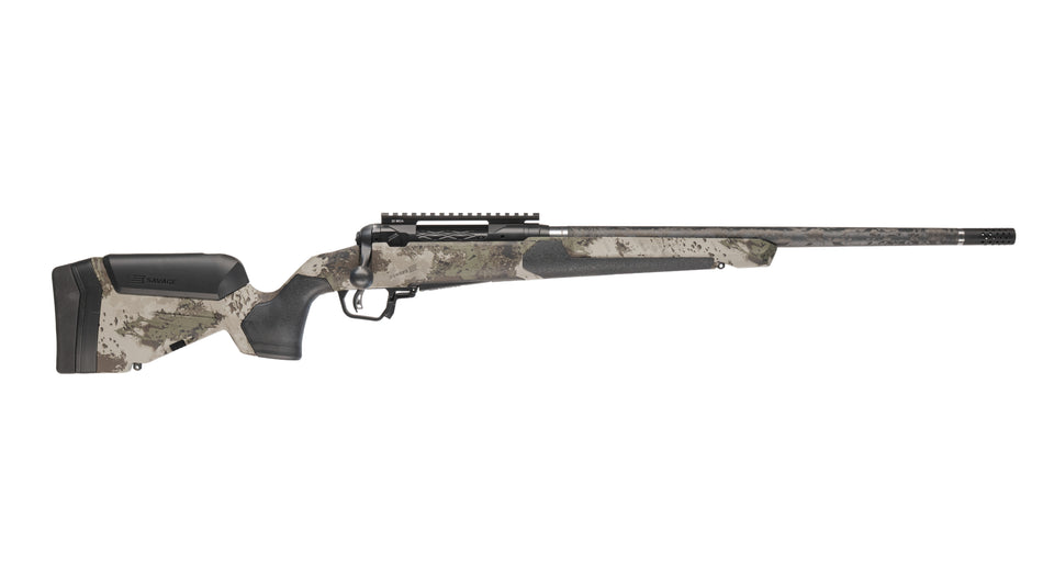 Savage Arms 32715 110 UltraLite Pro Full Size 270 Win 3+1 20" Carbon Fiber Barrel, Savage Woodland Camo Accufit V2 Synthetic Stock, Right Hand