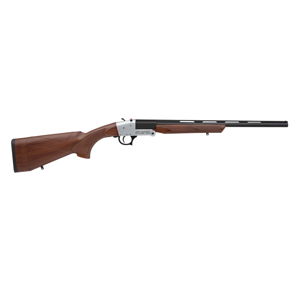 Rock Island TK104 Traditional Single Shot 410 Gauge with 20" Black Parkerized Barrel, 3" Chamber, 1rd Capacity, Silver Anodized Metal Finish & Woodgrain Finish Synthetic Stock Right Hand (Full Size)
