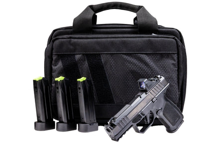Rost Martin RM1CBLKOSP(COMP)SPL RM1C Comp Bundle 9mm Luger 17+1 4" Compensated Barrel, Black Nitron Steel Integrated Compensator/Serrated w/Optic Slide, Black Polymer Frame w/Picatinny Rail, Textured