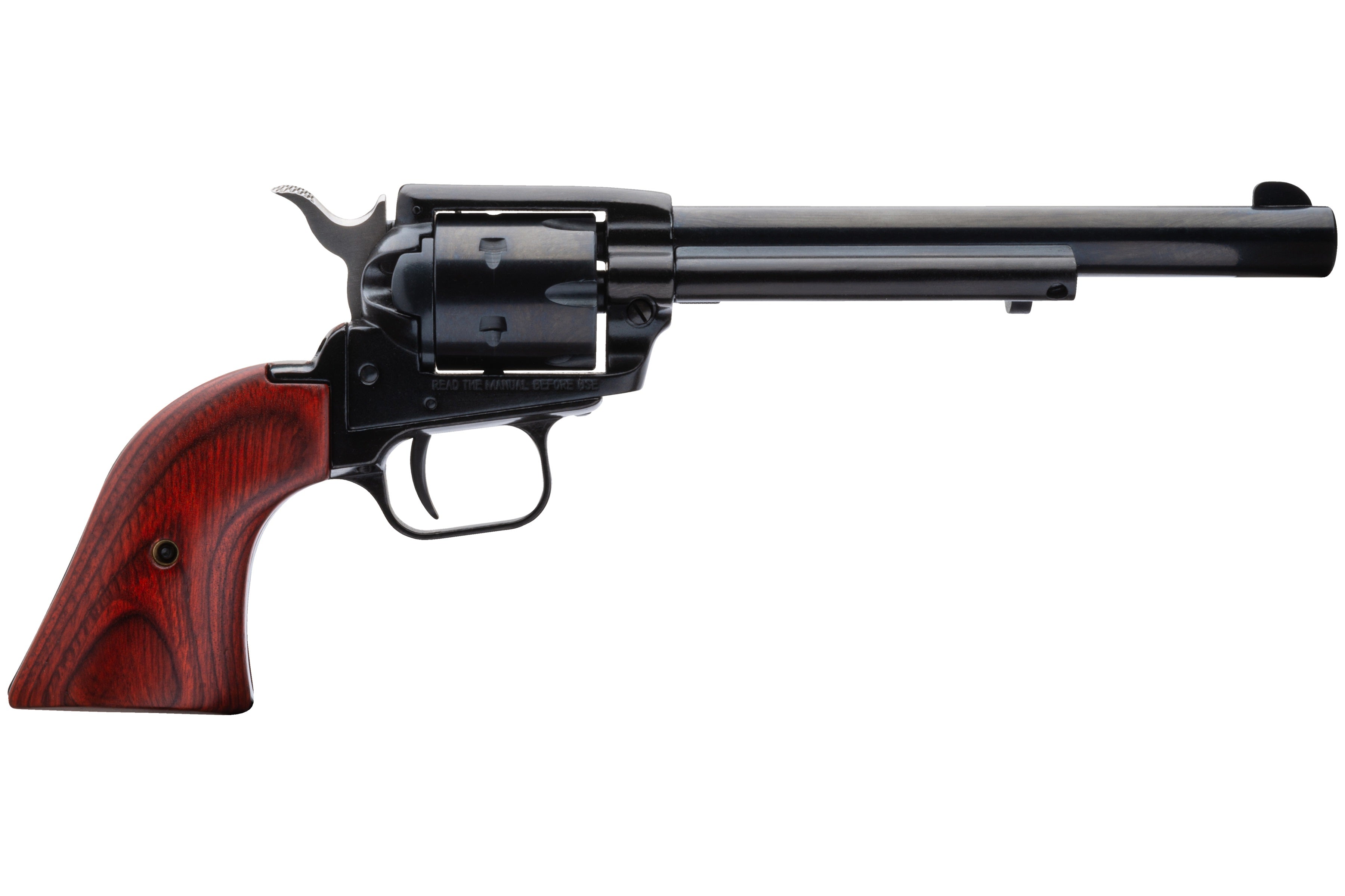 Heritage Mfg RR22B6 Rough Rider 22 LR 6 Shot, 6.50" Black Steel Barrel, Black Zinc Alloy Frame, Black Cylinder, Cocobolo Grip, Hammer/Thumb Safety, Exposed Hammer