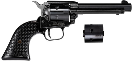 Heritage Mfg RR22MB4PG Rough Rider 22 LR/22 WMR 6 Shot, 4.75" Black Steel Barrel, Black Cerakote Zinc Alloy Frame, Black Cerakote Cylinder, Black Polymer Grip, Hammer/Thumb Safety, Exposed Hammer