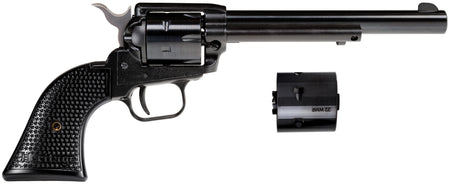 Heritage Mfg RR22MB6PG Rough Rider 22 LR/22 WMR 6 Shot, 6.50" Black Steel Barrel, Black Cerakote Zinc Alloy Frame, Black Cerakote Cylinder, Black Polymer Grip, Hammer/Thumb Safety, Exposed Hammer