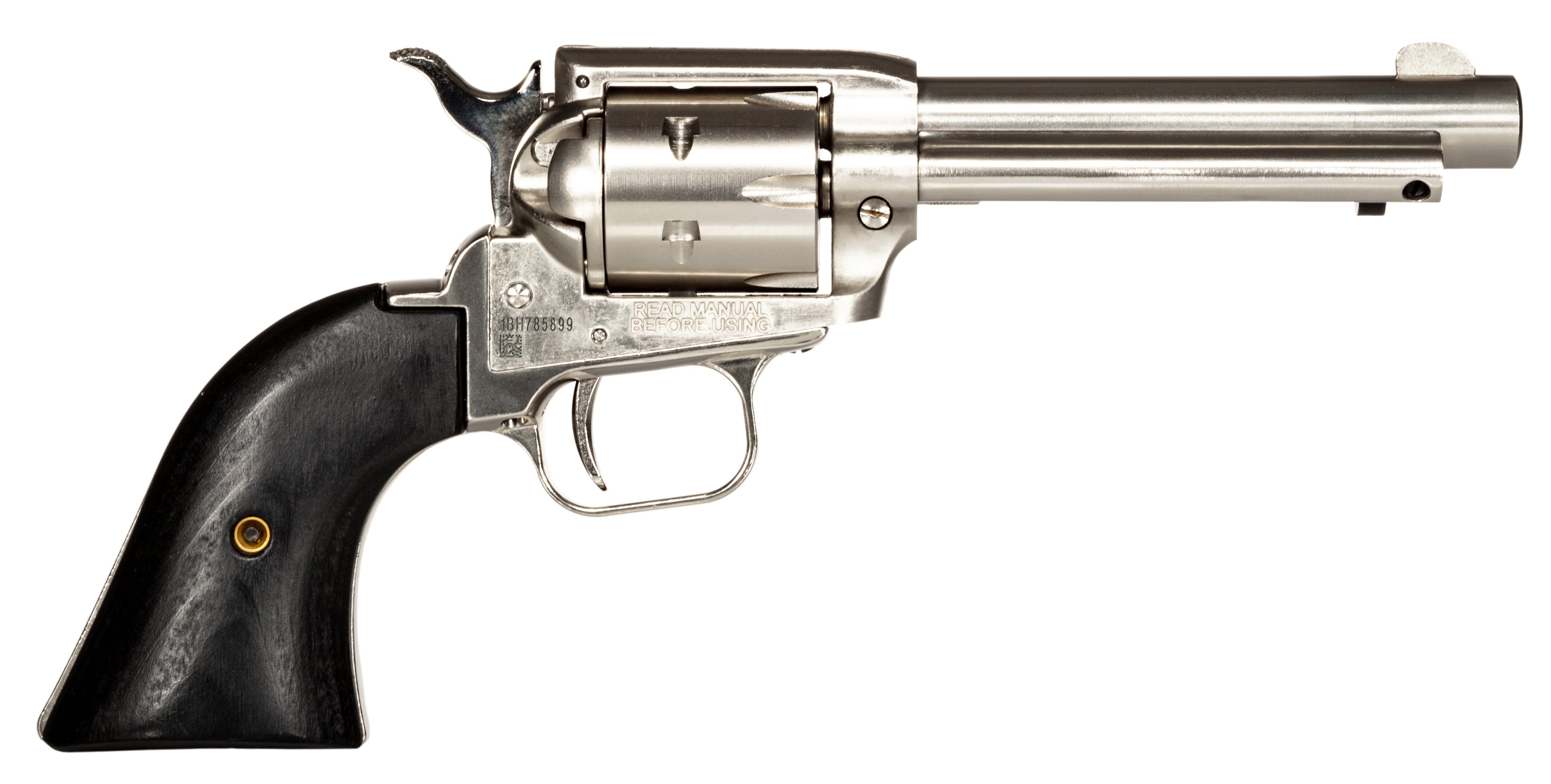 Heritage Mfg RR22NI4BW Rough Rider 22 LR 6 Shot, 4.75" Black Nitride Steel Barrel, Black Nitride Zinc Alloy Frame, Black Cylinder, Black Laminate Grip, Manual Safety, Exposed Hammer