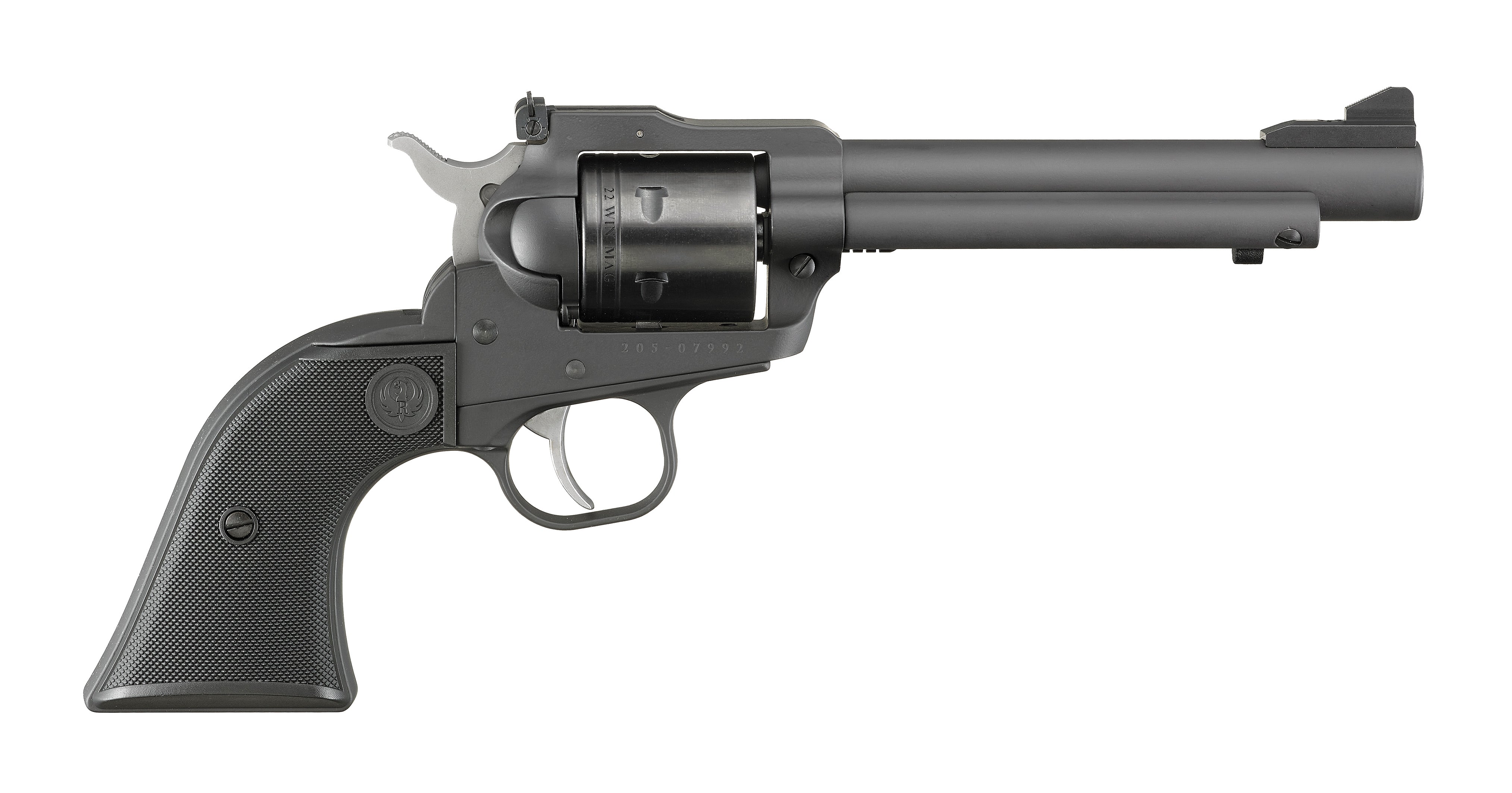 Ruger 2032 Super Wrangler 22 LR/22 WMR 6 Shot 5.50" Black Cerakote Steel Barrel & Frame, Black Cylinder, Black Checkered Polymer Grip, Transfer Bar Safety, Exposed Hammer