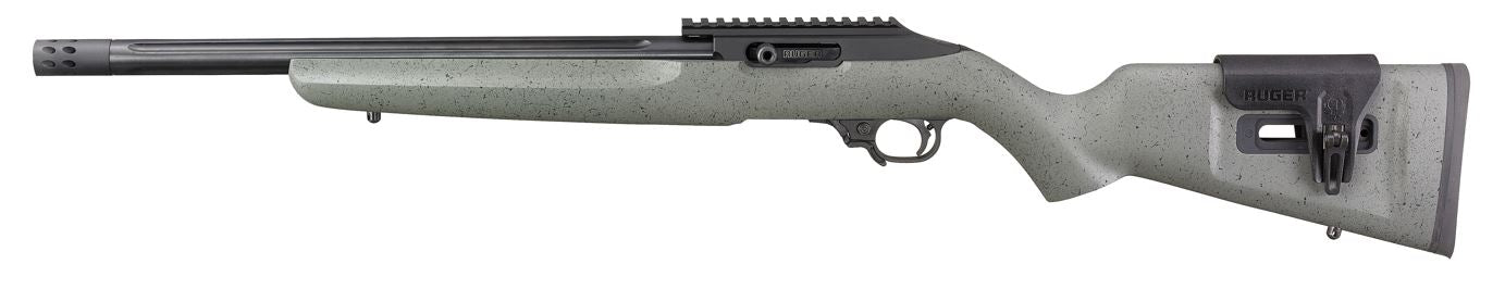 Ruger 31110 10/22 Competition Full Size 22 LR 10+1 16.12" Satin Black Threaded Bull Barrel, Black Hard Coat Anodized Picatinny Rail Aluminum Receiver, Black Speckled Gray Laminate Adj Comb Stock, Lef