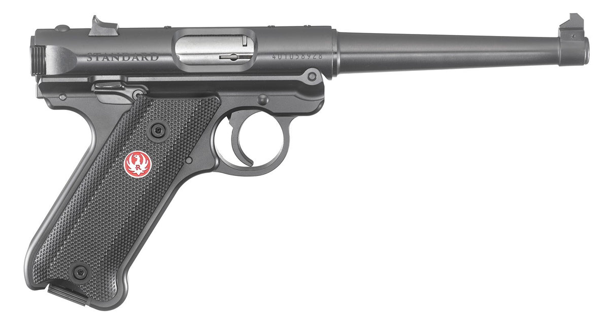 Ruger 40105 Mark IV 22 LR 10+1 6" Satin Stainless Tapered Barrel, Blued Steel Slide & Aluminum Frame Checkered Synthetic Grip