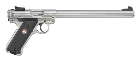 Ruger 40174 Mark IV Target 22 LR 10+1 10" Overall Satin Stainless Steel Bull Barrel, Slide & Satin Aluminum Frame, Black Checkered Polymer Grips