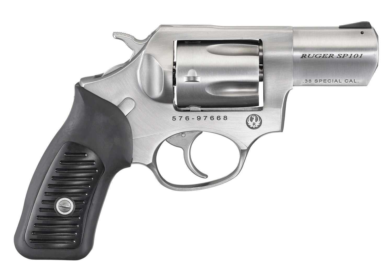 Ruger 5737 SP101 38 Special +P 5rd 2.25" Satin Stainless Steel Barrel, Cylinder & Frame, Black Rubber Grip, Transfer Bar Safety, Exposed Hammer