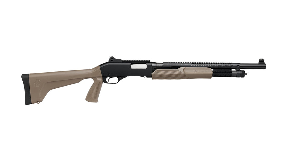 Stevens 19468 320 Security 12 Gauge Pump 5+1 18.50" Matte Black Heat Shield Barrel, Picatinny Rail Receiver, Bottom Picatinny Rail, Tactical w/Pistol Grip Flat Dark Earth Synthetic Stock, Ambidextrous
