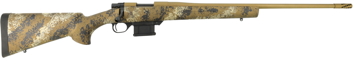 Howa HMFN22ARCSE 1500 Fence Line 22 ARC 5+1 22" Flat Dark Earth Cerakote Threaded Barrel, Flat Dark Earth Cerakote Aluminum Drilled & Tapped Receiver, Scorched Earth Camo Fixed Synthetic Stock, Right
