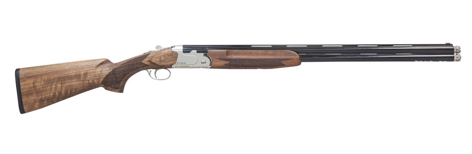Pointer REXFT912BSW12 FT912 Field Trek Full Size 12 Gauge Break Open 3" 2rd 28" Black Over/Under Vent Rib Barrel, Silver Steel Receiver, Fixed Walnut Stock, Ambidextrous