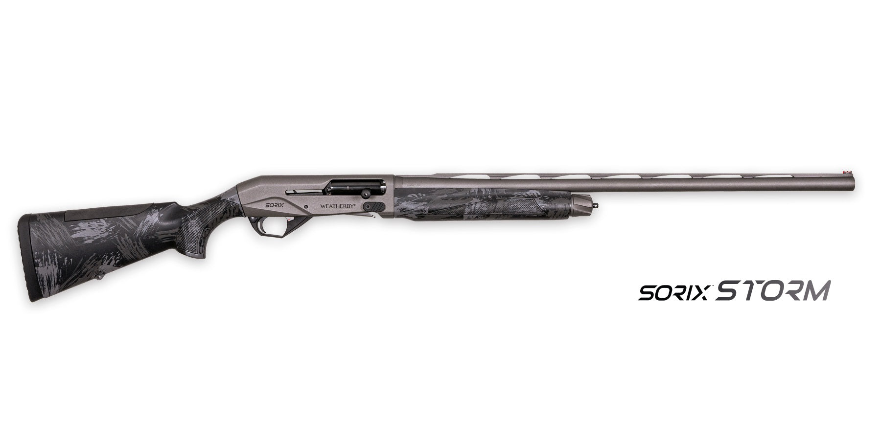 Weatherby XST1228MAG Sorix Full Size 12 Gauge Semi-Auto 3" 2+1 28" Gray Cerakote Vent Rib Barrel & Drilled & Tapped Steel Receiver, Storm Camo Synthetic Stock w/Adj Shim, Ambidextrous