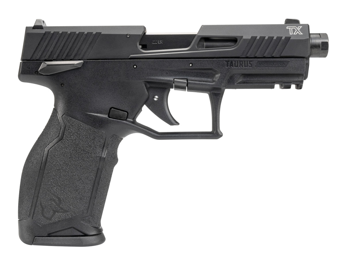 Taurus 1-2TX22141-10 2TX Full Size Frame 22 LR 10+1 4.60" Matte Black Threaded Barrel, Black Anodized Serrated Slide, Matte Black Polymer Frame w/Picatinny Rail, Textured Grip
