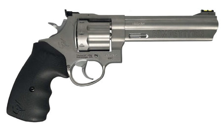 Taurus 2-608069CMP 608 Competition 357 Mag/38 Special +P 8 Shot 6" Matte Stainless Steel Barrel, Cylinder & Frame, Black Finger Grooved Grip, Transfer Bar Safety, Exposed Hammer