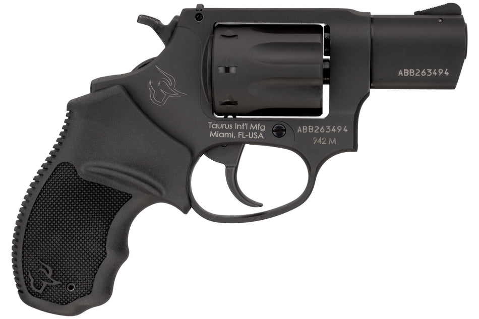 Taurus 2942M021 942 22 WMR 8rd 2" Barrel, Overall Matte Black Finish Steel & Finger Grooved Black Polymer Grip