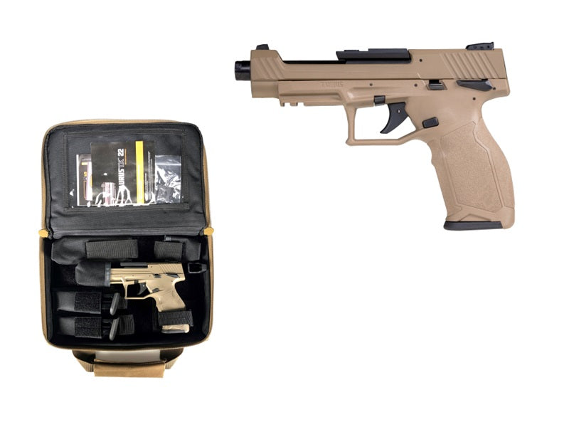 Taurus 1TX22C15UFCK TX22 Competition 22 LR 16+1 5.40" Matte Black Bull/Steel/Threaded Barrel, Flat Dark Earth Aluminum/Optic Cut/Serrated Slide & Polymer Frame w/Picatinny Rail w/FDE Polymer Grips