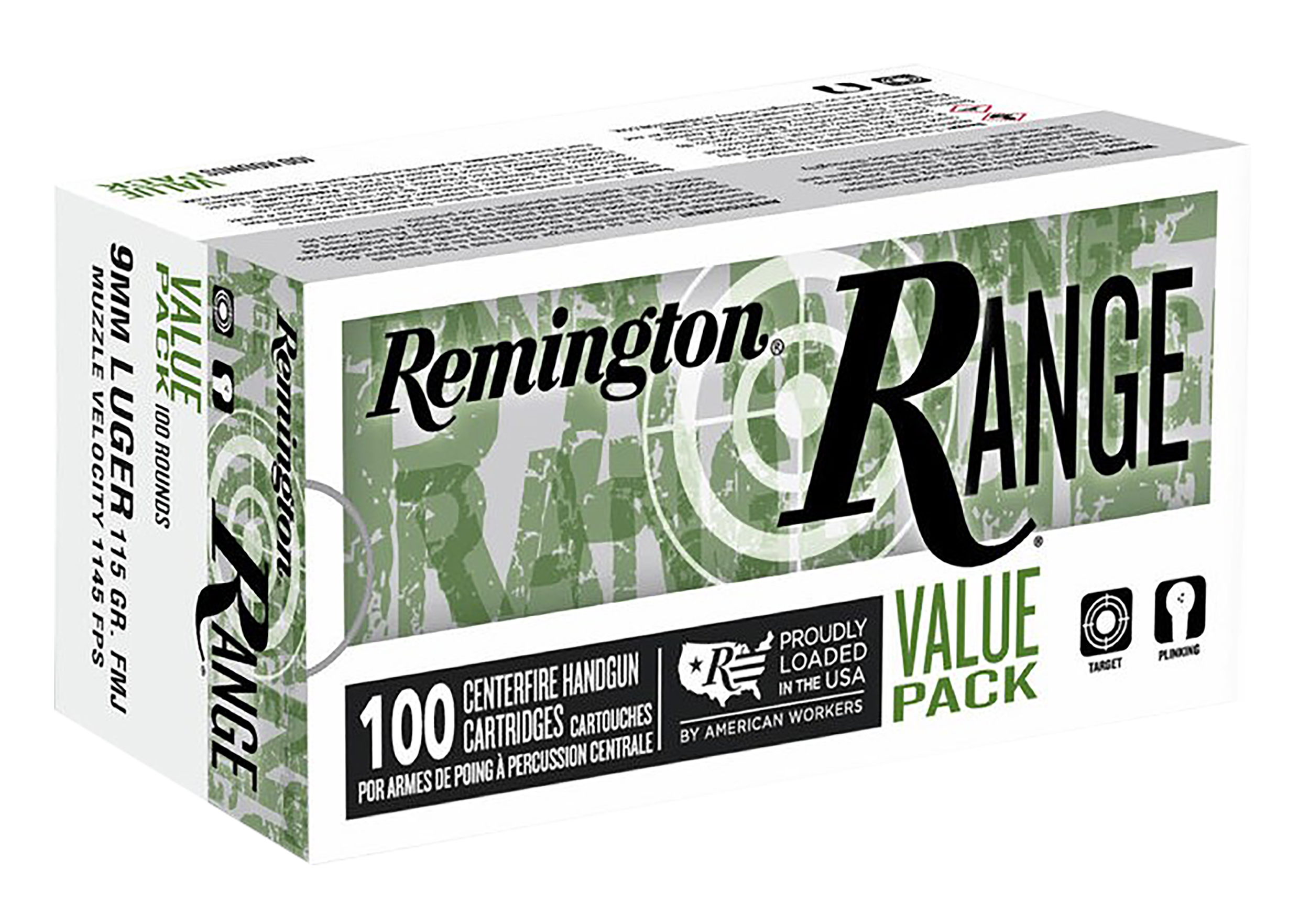Remington Range 9mm Luger 115 Grain Full Metal Jacket Value Pack