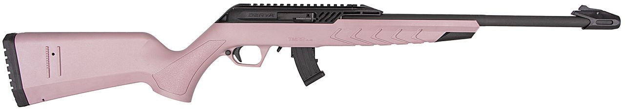 Derya Firearms TM22.STAN.PINK.18 TM22 Standard Full Size 22 LR 10+1 18" Black Target Barrel, Black Anodized Aluminum Receiver w/Picatinny Rail, Pink Adjustable Polymer Stock