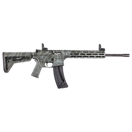 Smith & Wesson 14469 M&P15-22 Sport 22 LR 25+1 16.50" Black Threaded Barrel, Overall OD Green Topographic Cerakote Polymer Receiver w/Picatinny Rail, M-LOK Handguard, Adj Magpul Moe SL Polymer Stock &