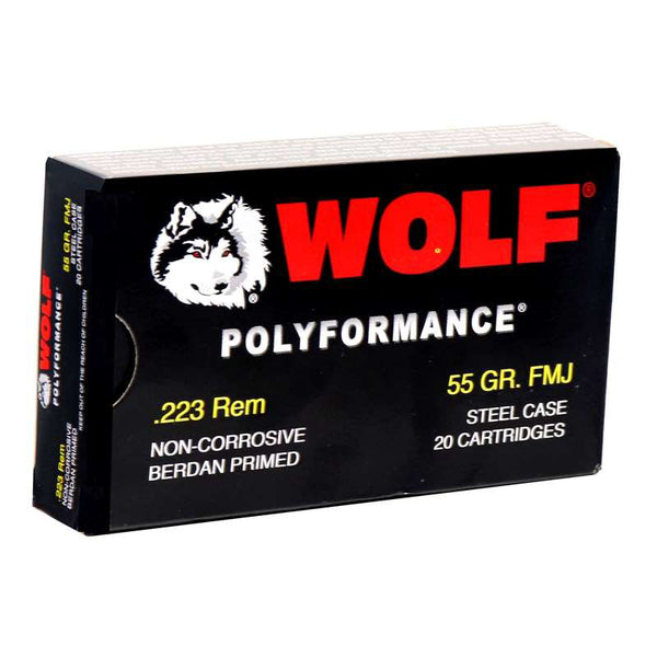 Wolf Polyformance 223 Rem 55 Grain FMJ Steel Case Ammo