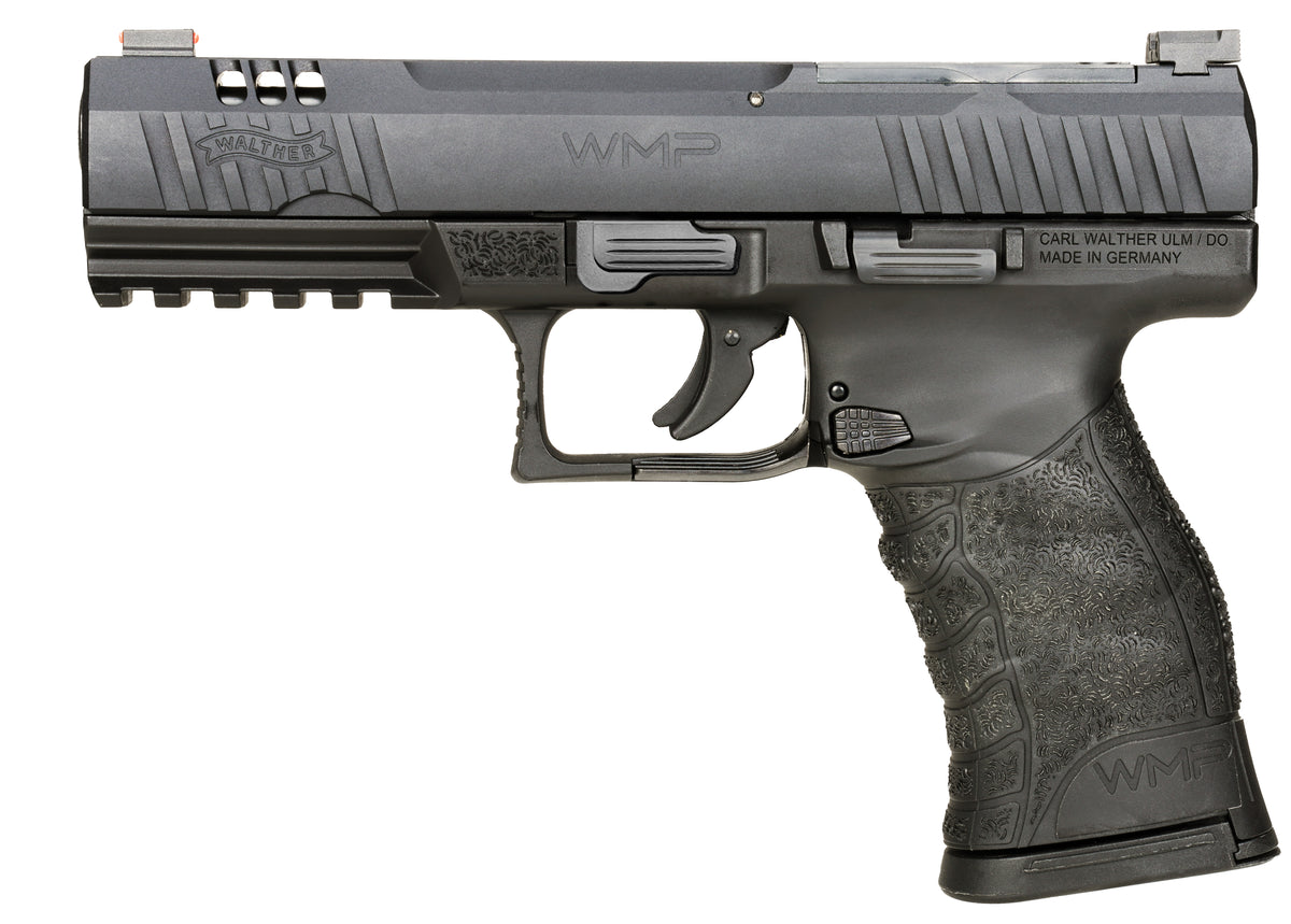Walther Arms 5220300 WMP Optic Ready 22 WMR 15+1 4.50" Stainless Steel Barrel, Black Optic Ready/Serrated Slide, Black Polymer Frame w/Picatinny Rail, Black Polymer Grip, Ambidextrous