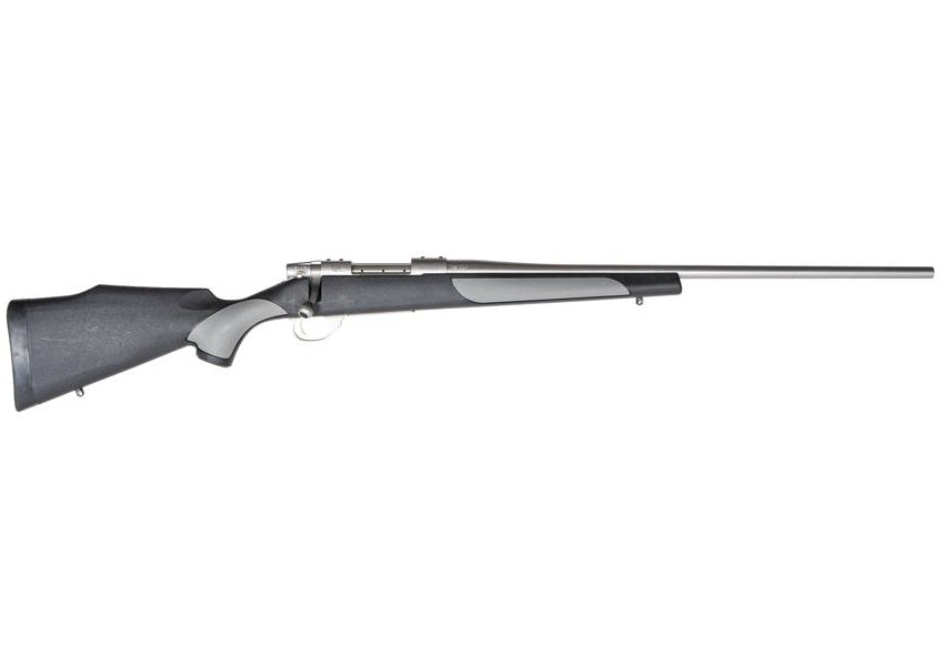 Weatherby Vanguard Weatherguard Full Size 300 Win 3+1 26" Satin Threaded Barrel, Satin Stainless Steel Drilled & Tapped Receiver, Black/Gray Weatherguard Synthetic Stock