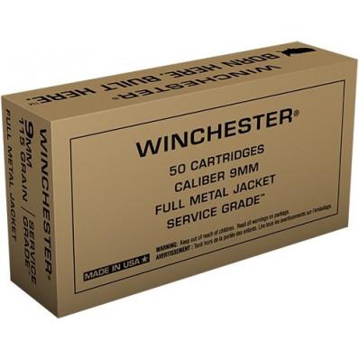 Winchester 9mm Luger / Parabellum Service Grade 115gr FMJ Ammo