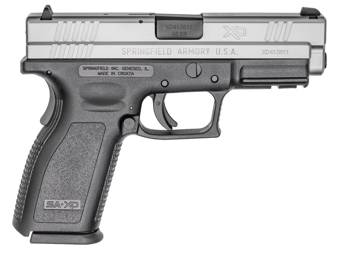 Springfield Armory XD9302 XD Service *CA Compliant 40 S&W 10+1 4" Black Melonite Steel Barrel, Serrated Stainless Steel Slide, Black Polymer Frame w/Picatinny Rail