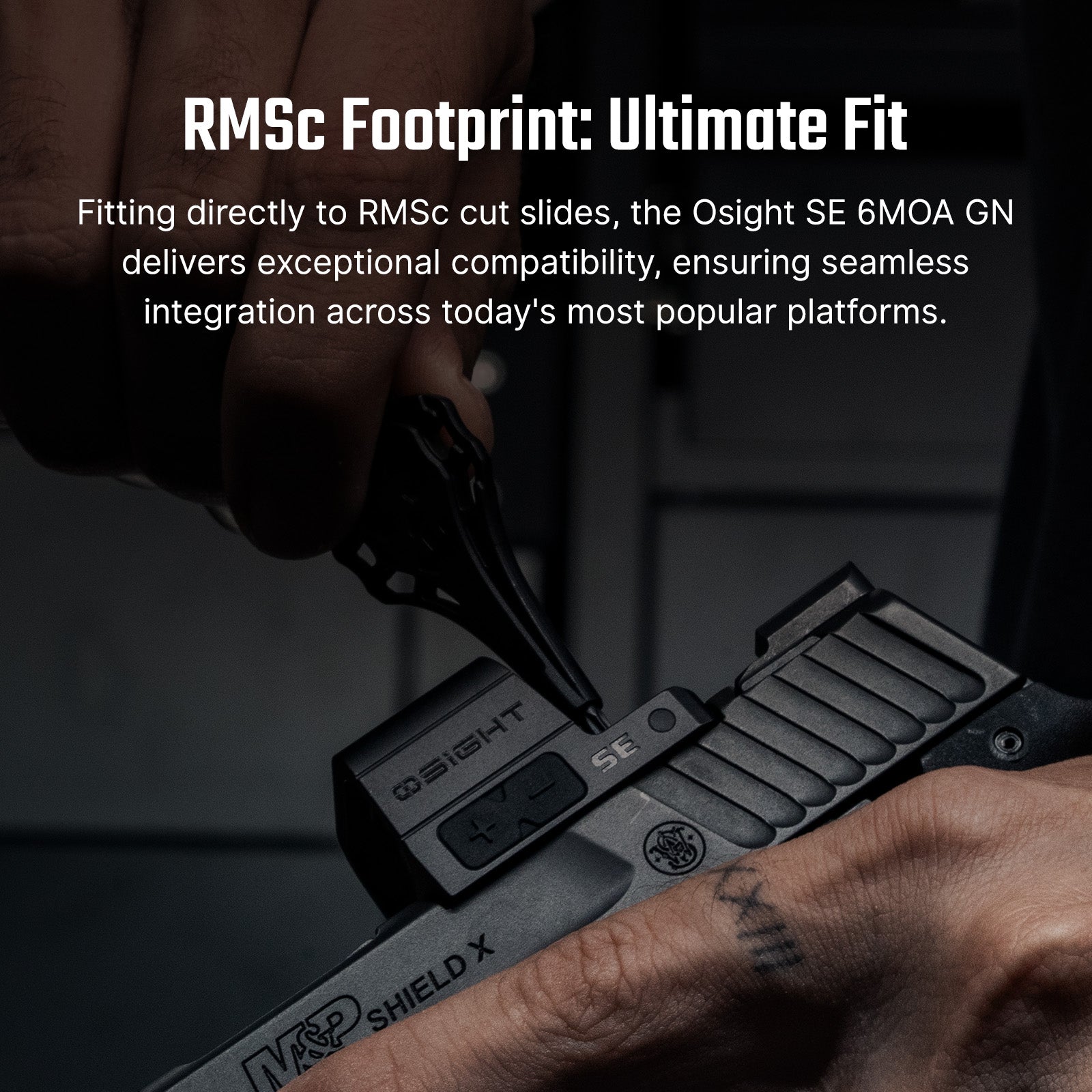 Osight SE 6 MOA Green Dot Sight Enclosed Emitter RMSc Footprint Side-Loading Battery