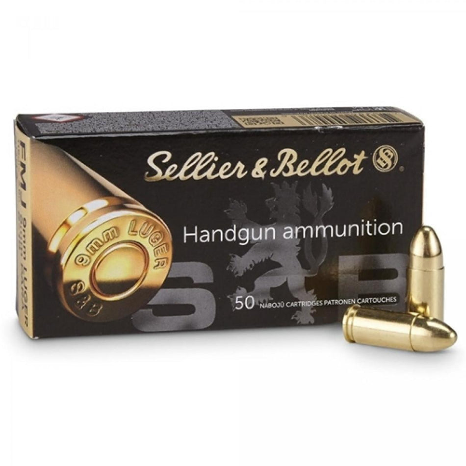 Sellier and Bellot 9mm Luger / Parabellum Handgun 124gr FMJ Ammo
